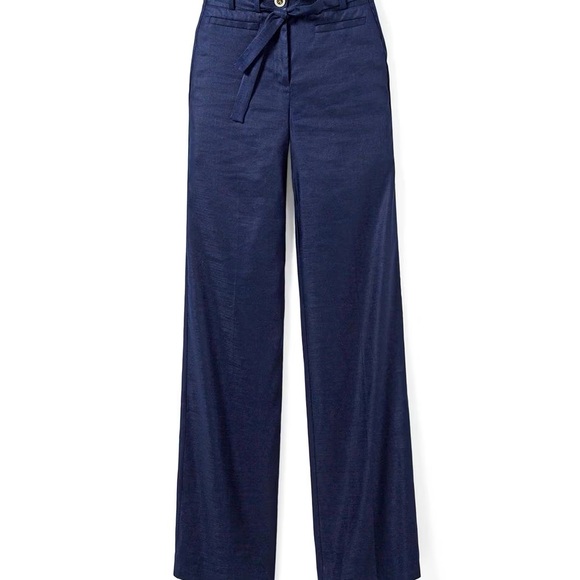 White House Black Market NWT Linen Wide Leg Pants Sz 2 Officer Blue - Picture 4 of 7